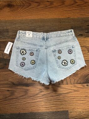 PacSun Light Blue High-Rise Festival Denim Shorts